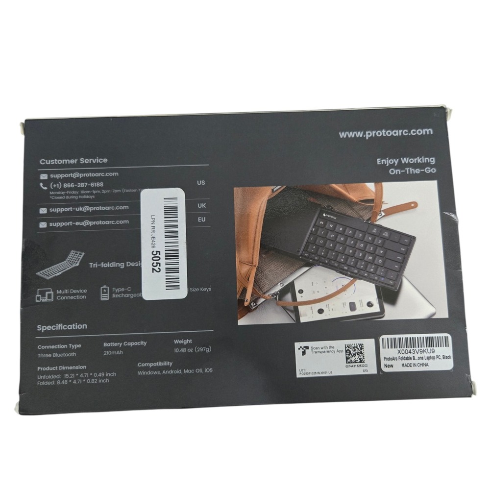 ProtoArc XK01 Foldable Full-Size Wireless Bluetooth Portable Travel Keyboard - Picture 2 of 9
